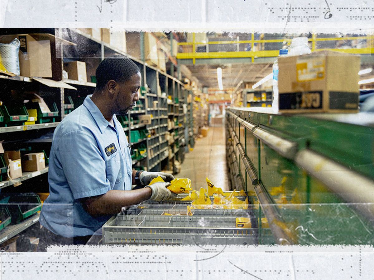 Image of Cat employee working in cat warehouse
