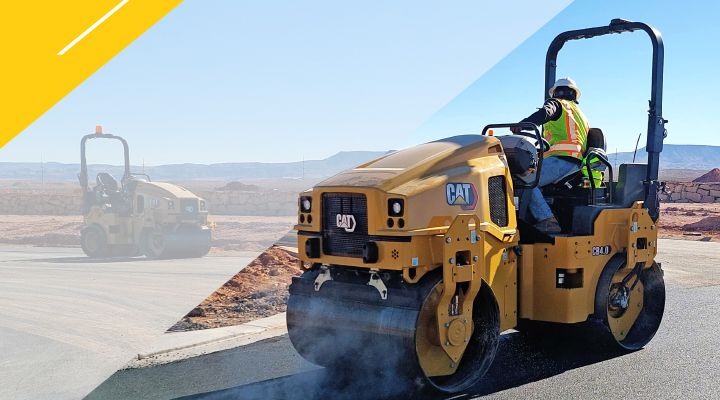 construction professional operating a paving machine