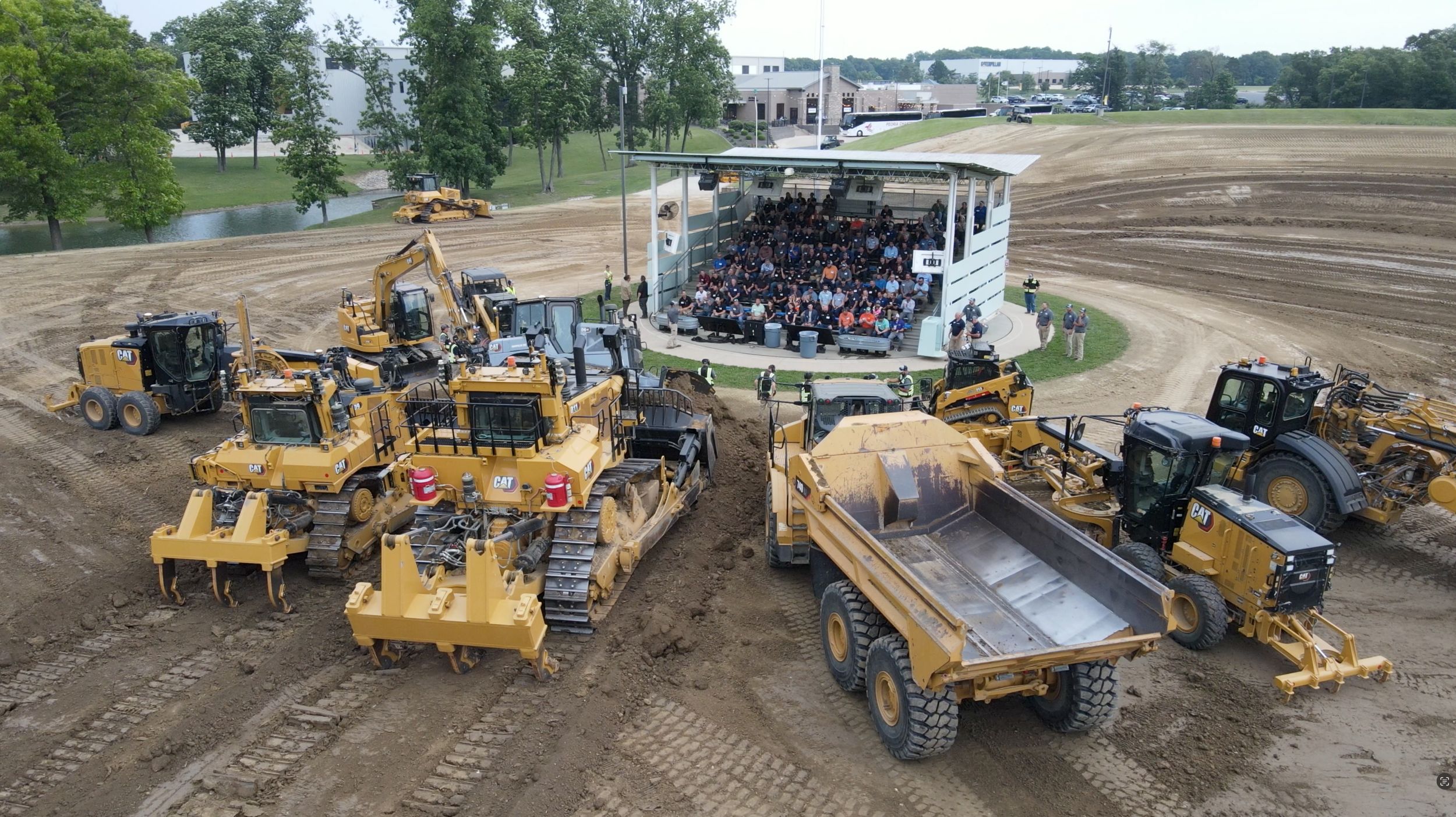 Technology days event demonastration with mant Cat machines in front of an audience