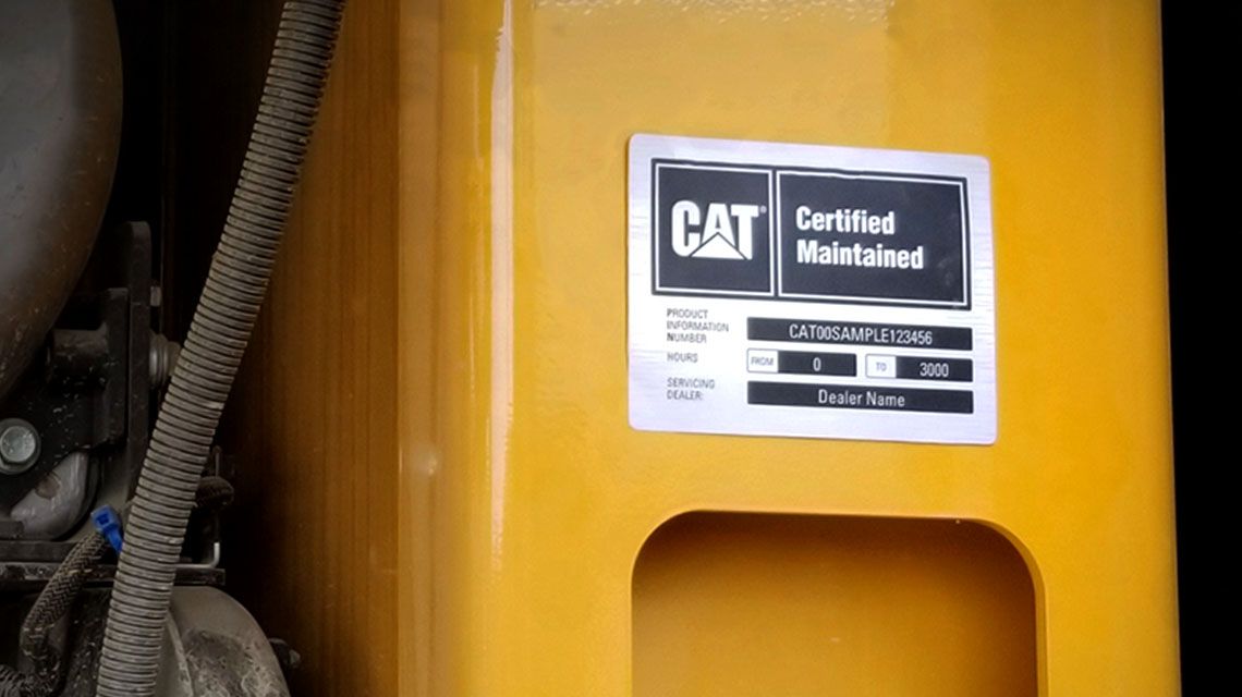 a view of the Cat certification badge on Cat equipment