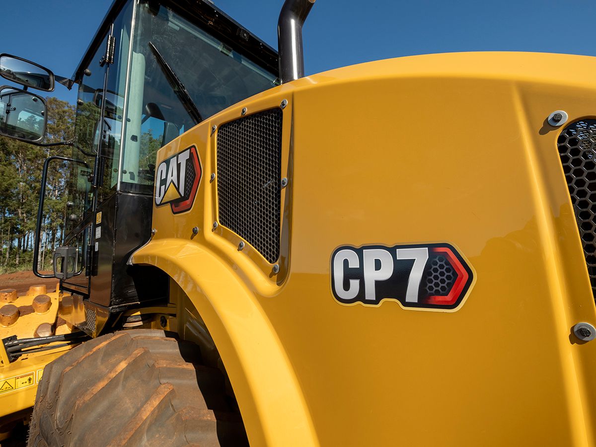 Cat CP7 vibratory soil compactor.