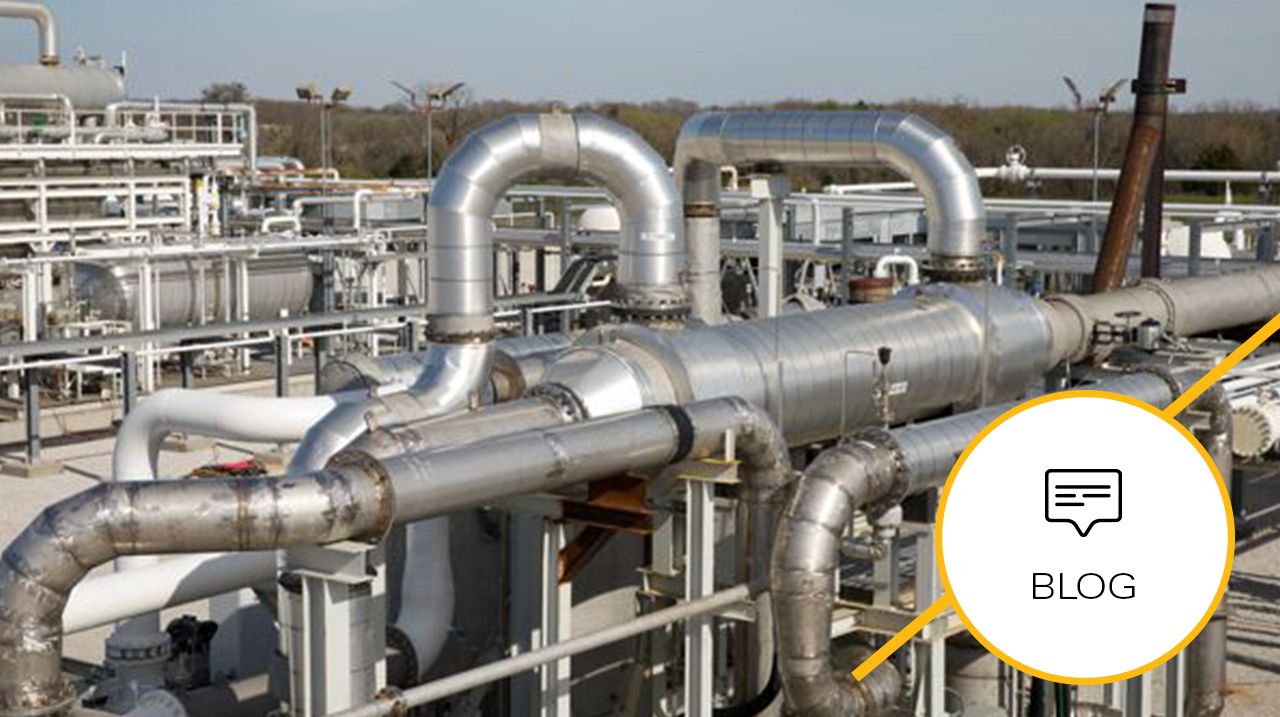 Cat industrial gas engine and piping for gas compression