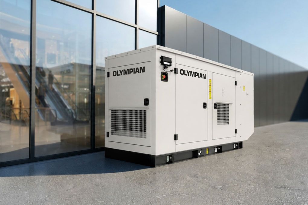 Olympian Genset next to a building
