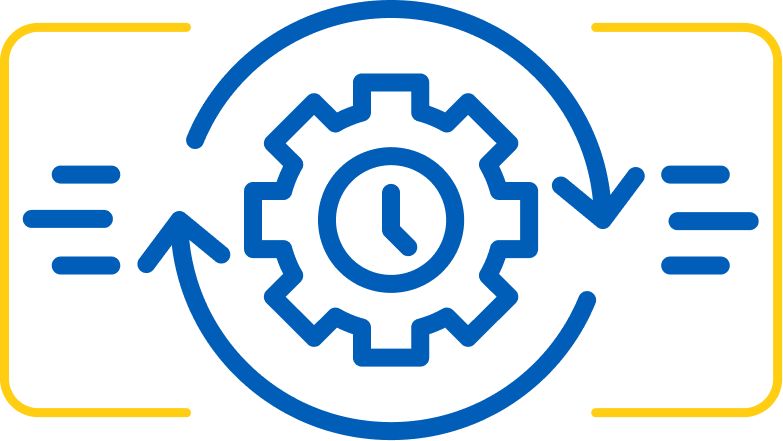 Icon of a clock inside of a gear
