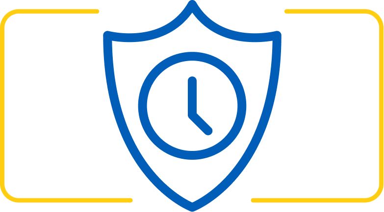 Icon of a clock inside of a shield