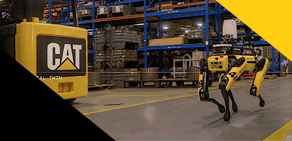 AI robot working on a factory floor