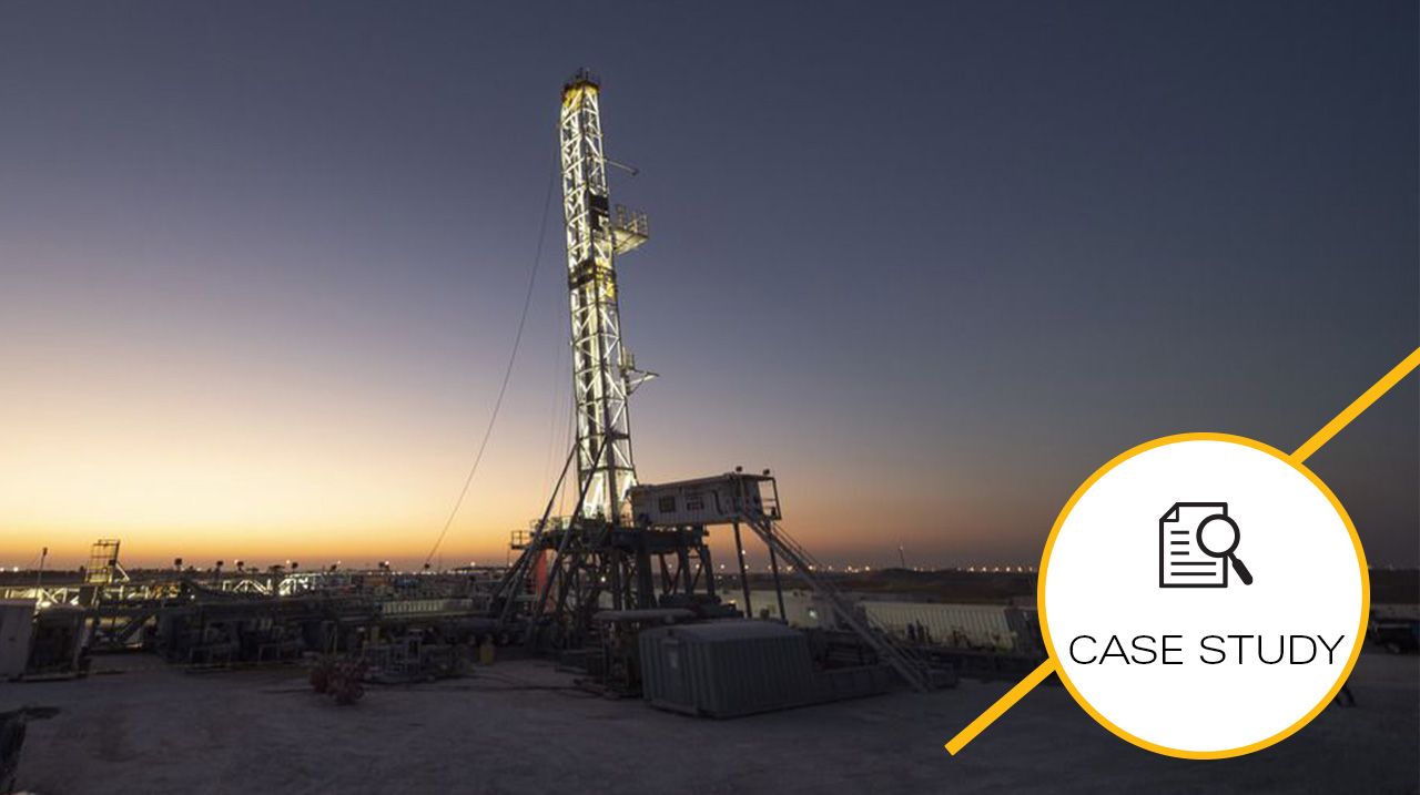 Next-gen dual-fuel engine kits on an H&P onshore drilling fleet at sunset