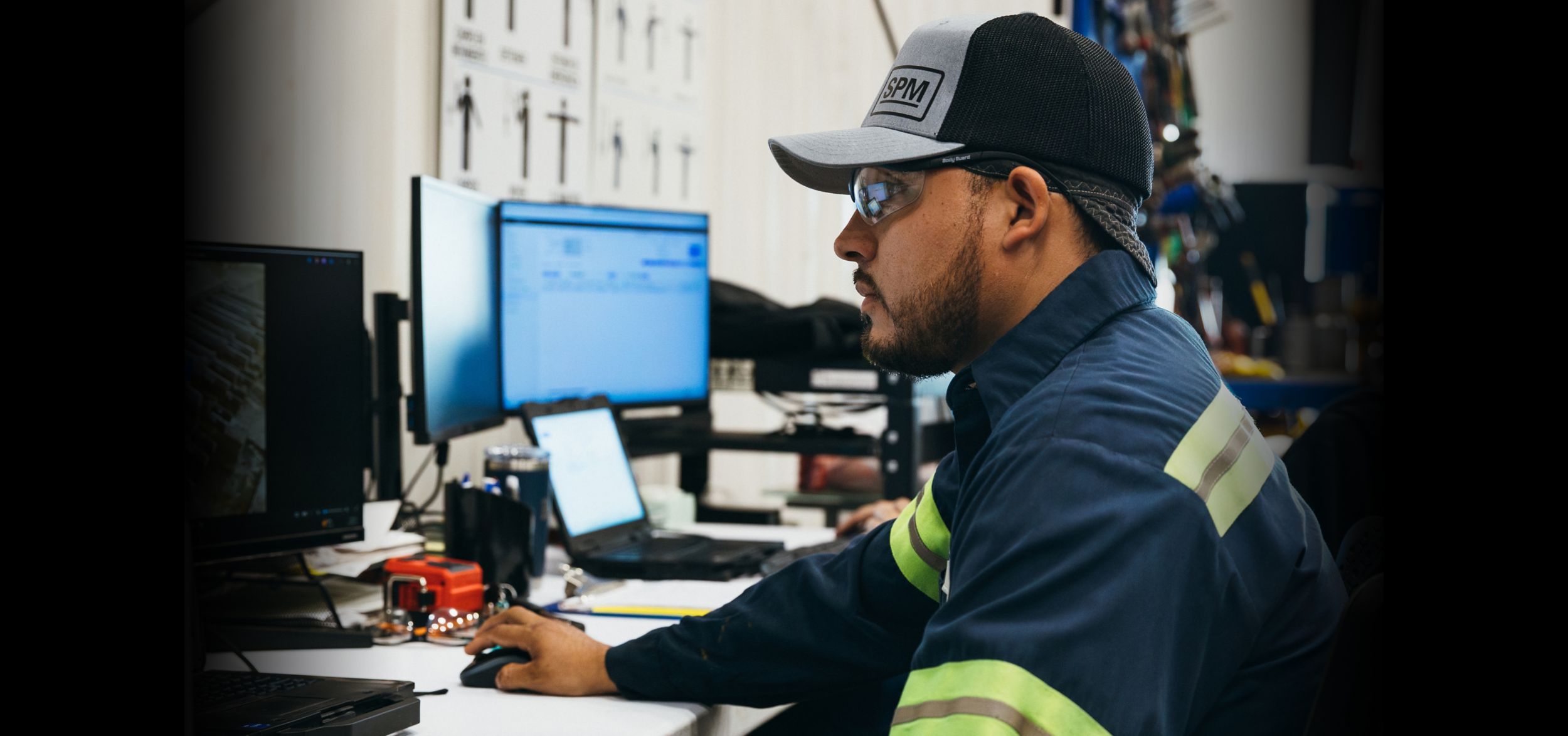 Technician sitting at a computer