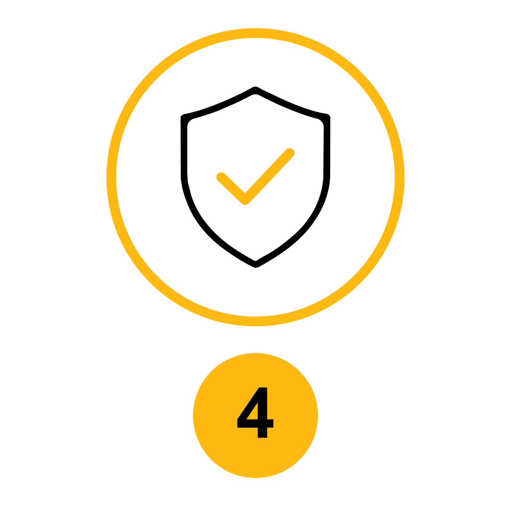 Illustration of a shield with a checkmark representing equipment reliability.