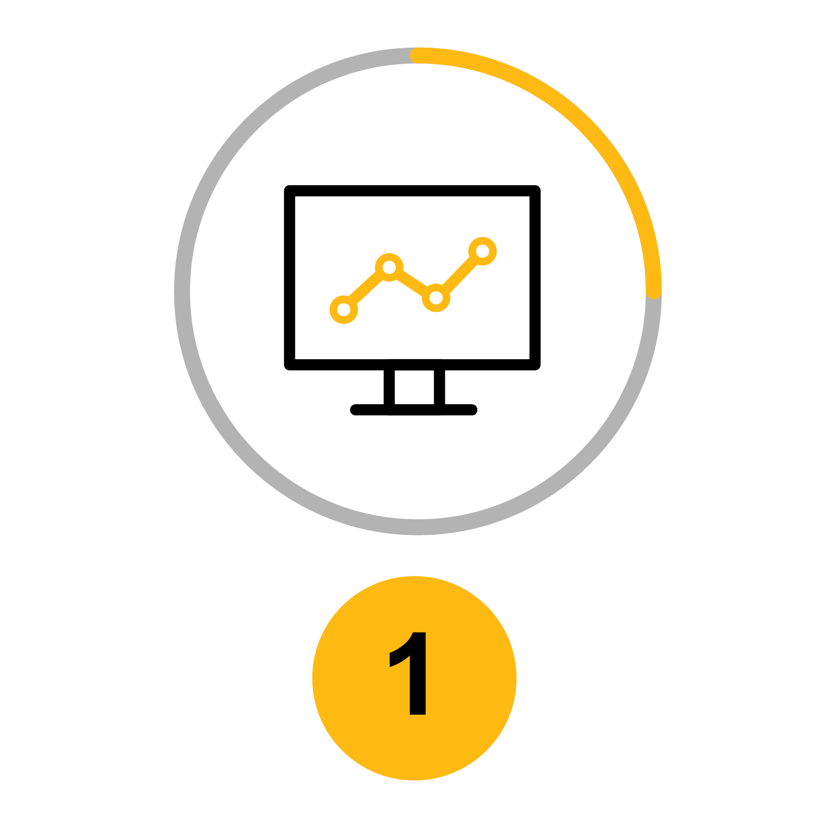 Illustration of a computer monitor displaying generator performance information.