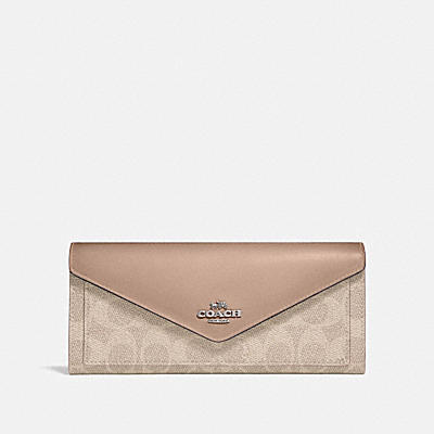SOFT WALLET IN COLORBLOCK SIGNATURE CANVAS