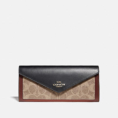 SOFT WALLET IN COLORBLOCK SIGNATURE CANVAS