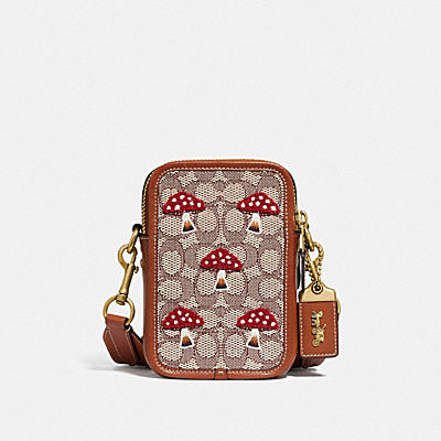 ROGUE CROSSBODY 12 IN SIGNATURE TEXTILE JACQUARD WITH MUSHROOM MOTIF EMBROIDERY