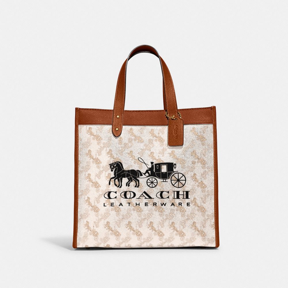 FIELD TOTE WITH HORSE AND CARRIAGE PRINT AND CARRIAGE BADGE