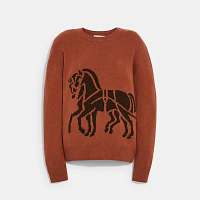 HORSE AND CARRIAGE WRAP INTARSIA SWEATER