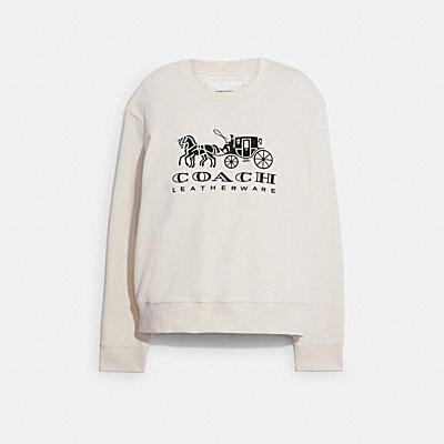 EVERGREEN HORSE AND CARRIAGE CREWNECK SWEATSHIRT IN ORGANIC COTTON