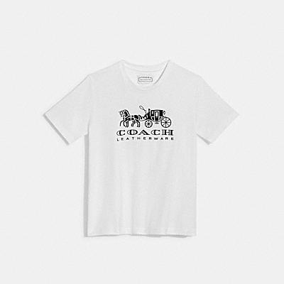 EVERGREEN HORSE AND CARRIAGE T-SHIRT IN ORGANIC COTTON