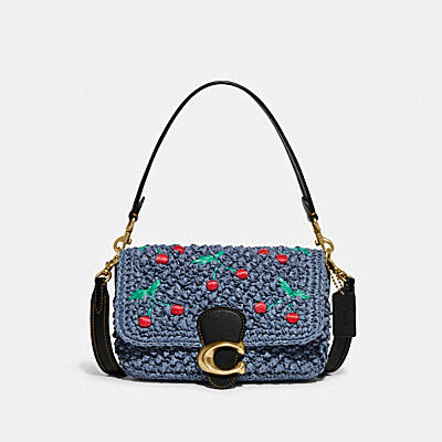 SOFT TABBY SHOULDER BAG WITH CHERRY EMBROIDERY