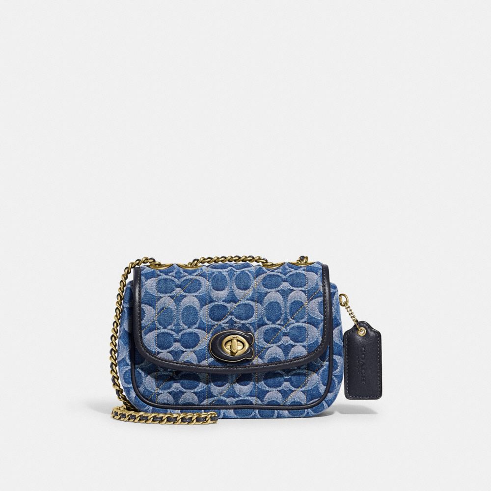 PILLOW MADISON SHOULDER BAG 18 IN SIGNATURE DENIM WITH QUILTING