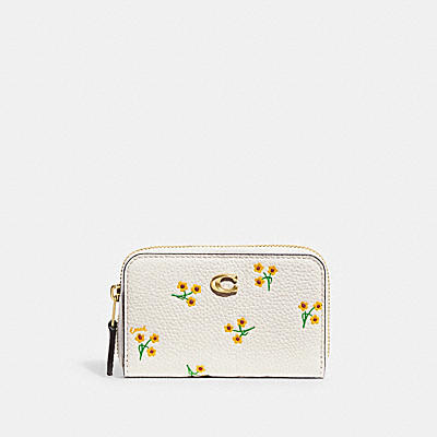 SMALL ZIP AROUND CARD CASE WITH FLORAL PRINT