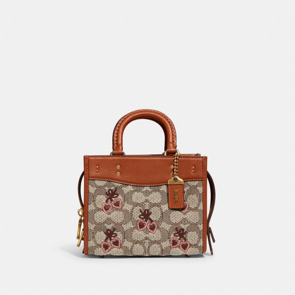 ROGUE BAG 17 IN SIGNATURE TEXTILE JACQUARD WITH HEART EMBROIDERY