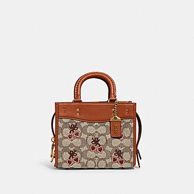 ROGUE BAG 17 IN SIGNATURE TEXTILE JACQUARD WITH HEART EMBROIDERY