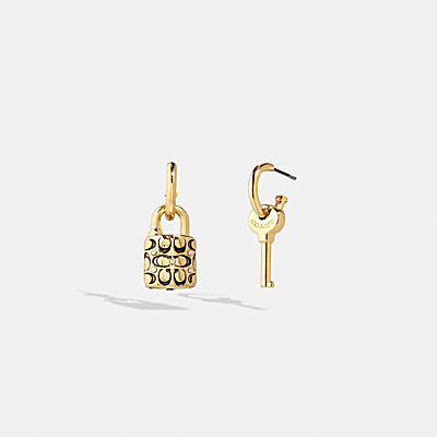 QUILTED PADLOCK KEY MISMATCH EARRINGS