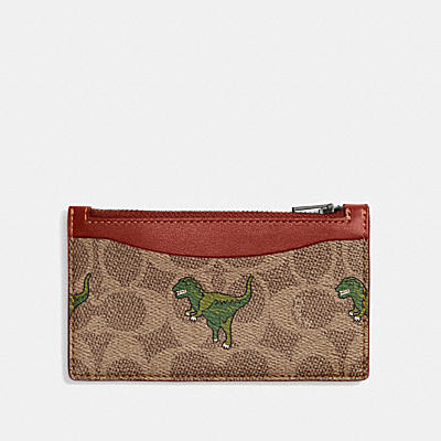 ZIP CARD CASE IN SIGNATURE CANVAS WITH REXY PRINT