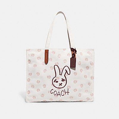 LUNAR NEW YEAR TOTE 42 WITH RABBIT IN 100 PERCENT RECYCLED CANVAS