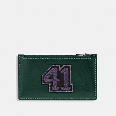 ZIP CARD CASE WITH VARSITY PATCH