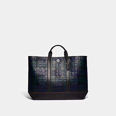 TOBY TURNLOCK TOTE WITH PLAID PRINT
