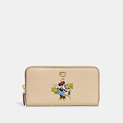 DISNEY X COACH ACCORDION ZIP WALLET WITH MINNIE MOUSE IN REGENERATIVE LEATHER