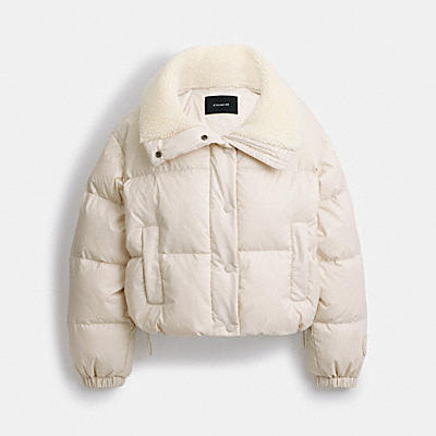 CROPPED PUFFER WITH SHERPA