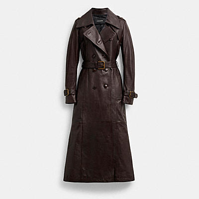 HERITAGE C DOUBLE BREASTED LEATHER TRENCH COAT