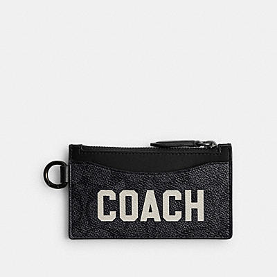 ZIP CARD CASE IN SIGNATURE CANVAS WITH COACH GRAPHIC