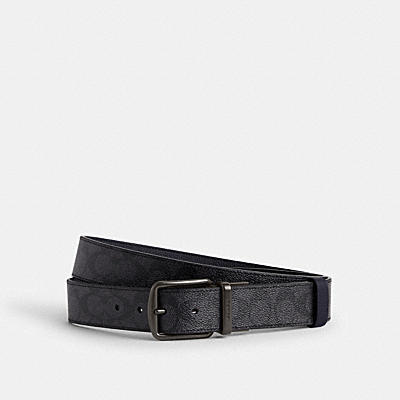 BOXED HARNESS AND SIGNATURE BUCKLE CUT-TO-SIZE REVERSIBLE BELT, 38MM