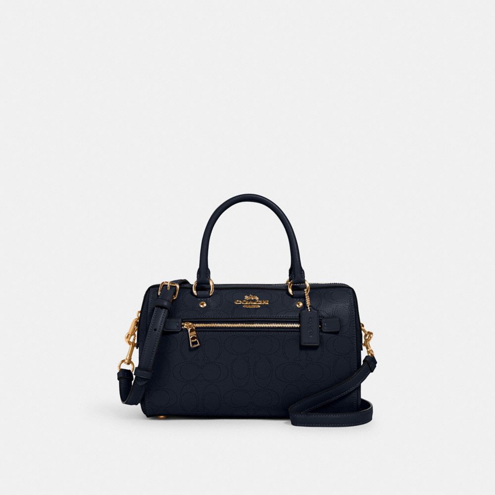 COACH ROWAN SATCHEL IN SIGNATURE LEATHER - IM/MIDNIGHT - 1006