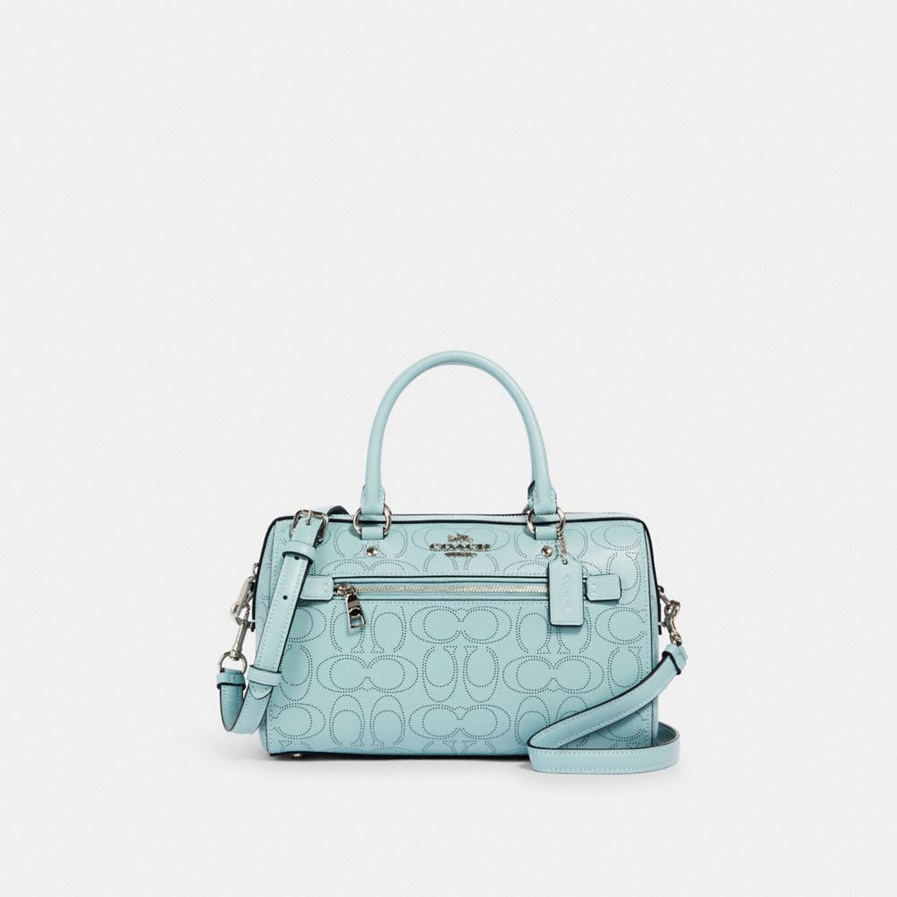 ROWAN SATCHEL IN SIGNATURE LEATHER - 1006 - SV/SEAFOAM