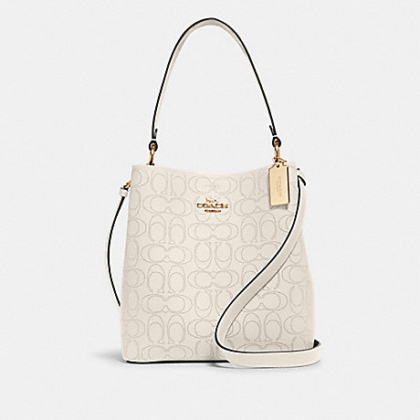 COACH 1008 TOWN BUCKET BAG IN SIGNATURE LEATHER IM/CHALK
