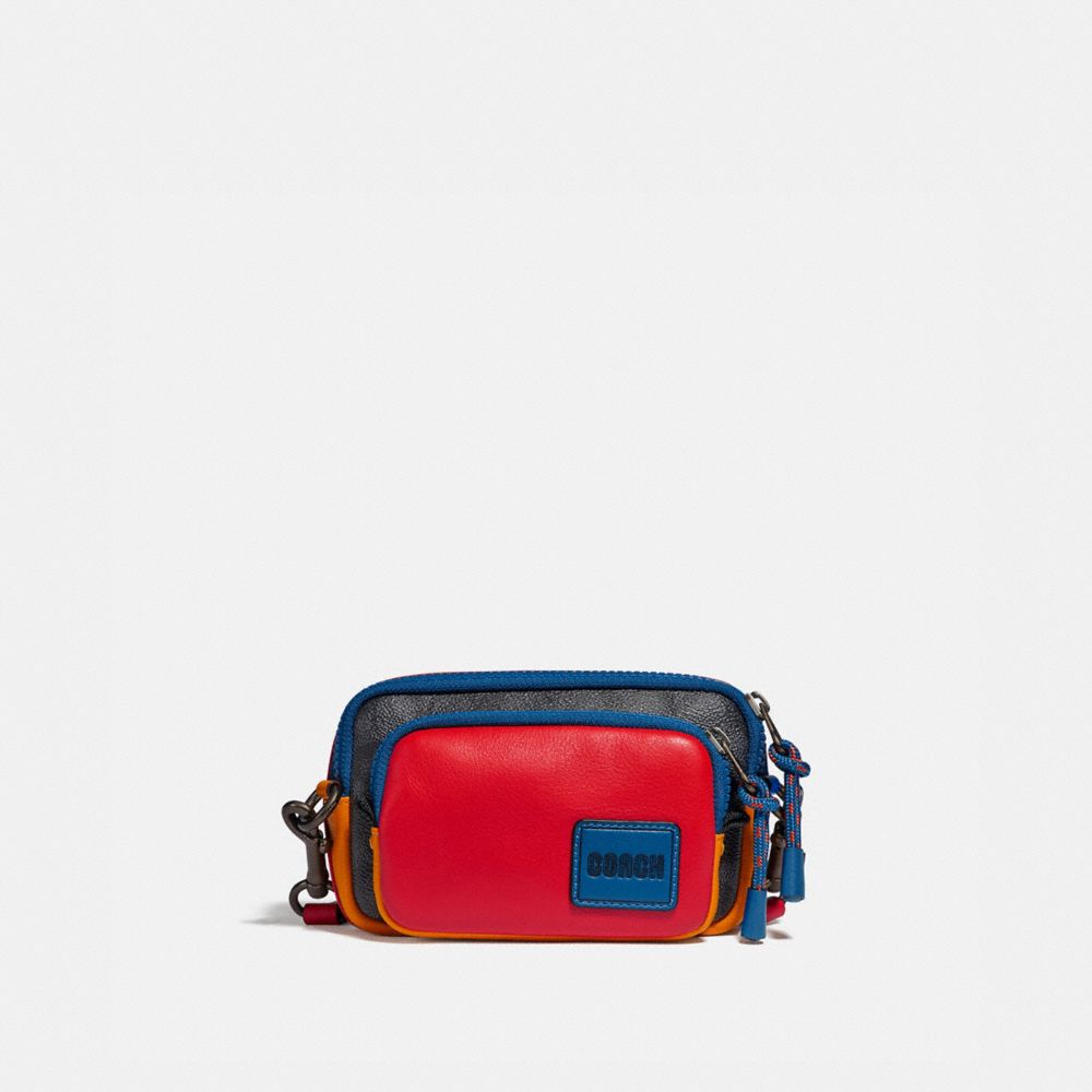 COACH 1017 - Pacer Convertible Double Pouch In Blocked Signature Canvas With Coach Patch CHARCOAL SIGNATURE MULTI