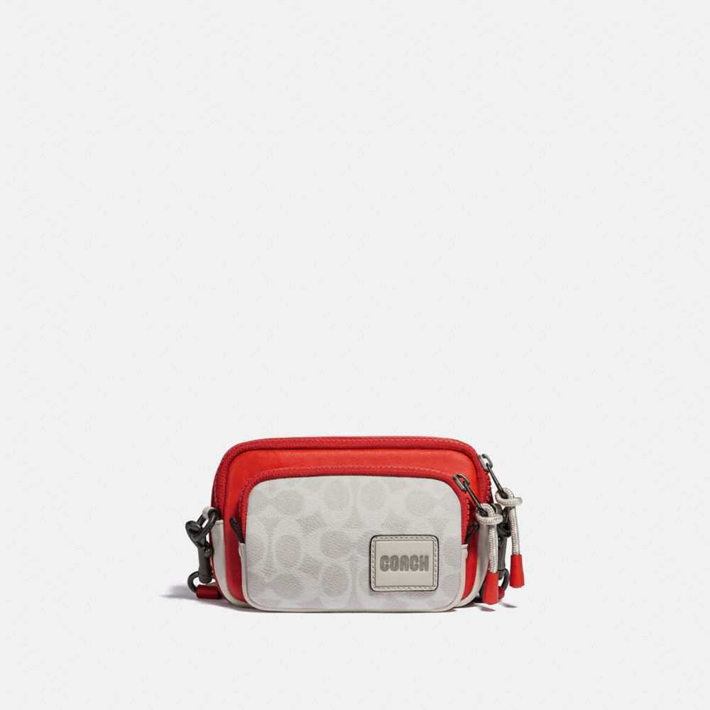 Pacer Convertible Double Pouch In Colorblock Signature Canvas With Coach Patch - 1018 - CHALK/MANGO