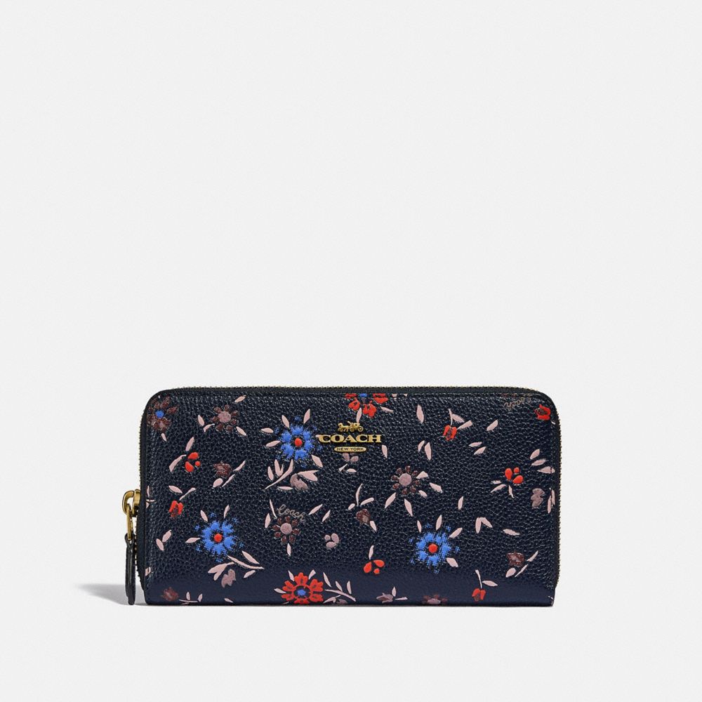 COACH 1072 Accordion Zip Wallet With Wildflower Print B4/MIDNIGHT NAVY MULTI