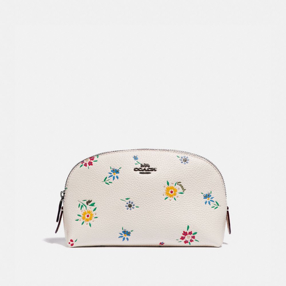 COSMETIC CASE 17 WITH WILDFLOWER PRINT - 1084 - PEWTER/CHALK