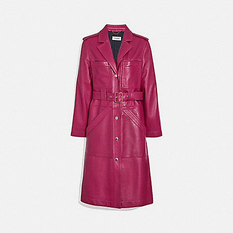 COACH LEATHER TRENCH - TWEED BERRY - 1113