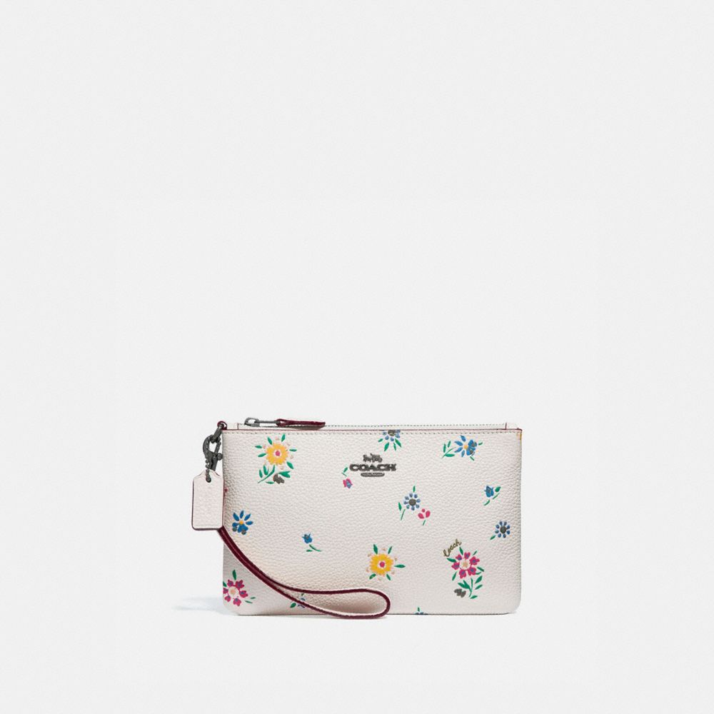 COACH 1135 Small Wristlet With Wildflower Print PEWTER/CHALK