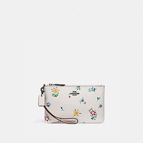 COACH 1135 SMALL WRISTLET WITH WILDFLOWER PRINT PEWTER/CHALK