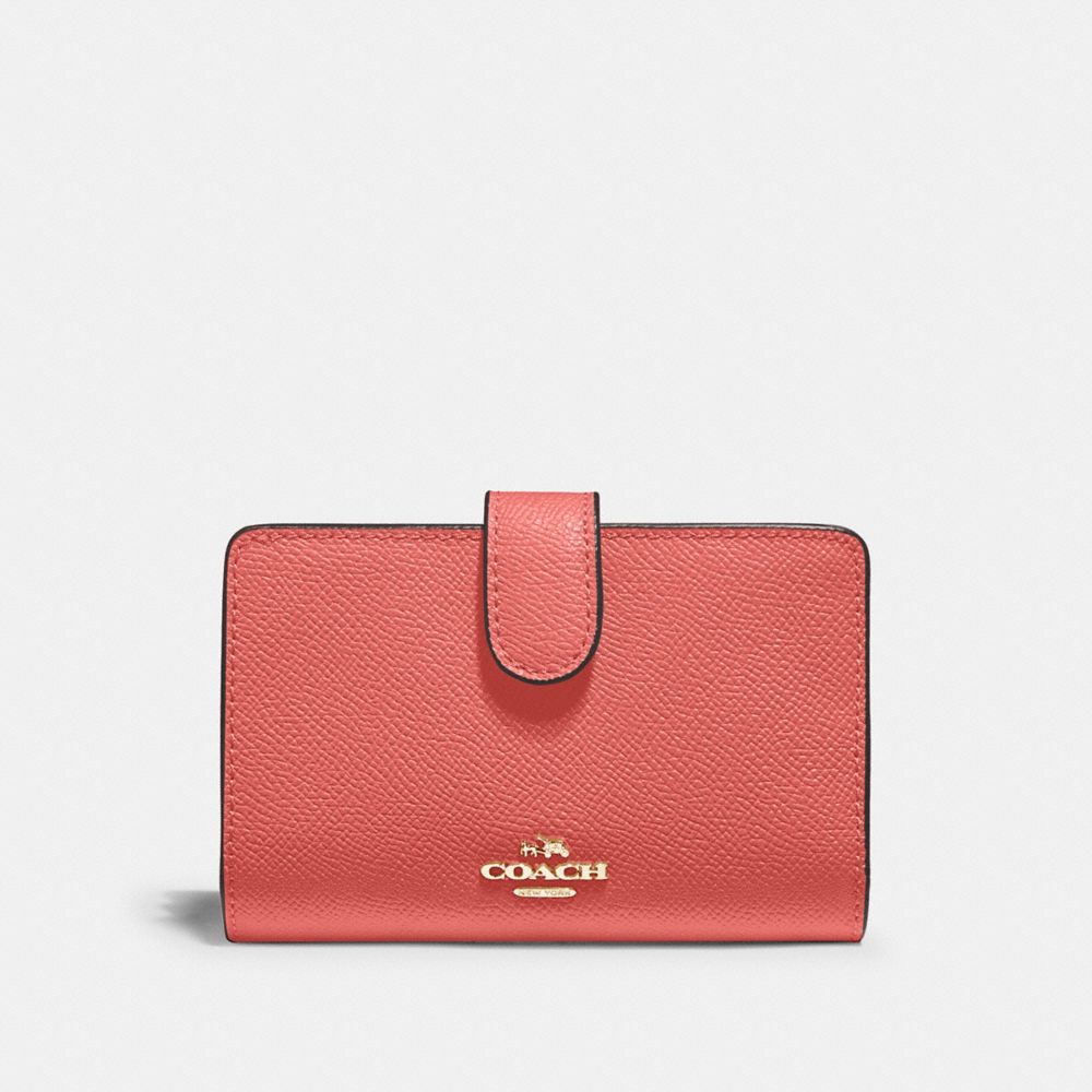 COACH 11484 MEDIUM CORNER ZIP WALLET IM/BRIGHT CORAL