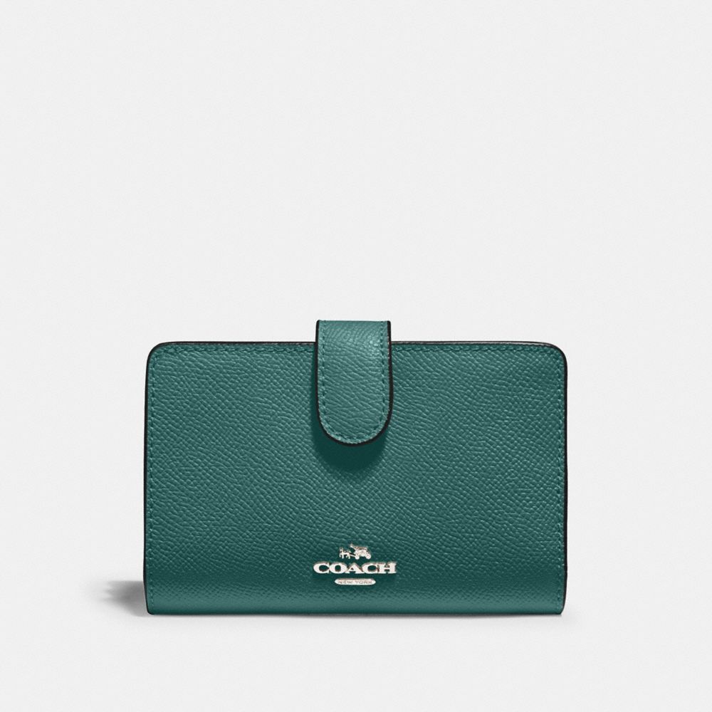 COACH MEDIUM CORNER ZIP WALLET - SV/DARK TURQUOISE - 11484