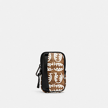 COACH 1195 NORTH/SOUTH HYBRID POUCH IN SIGNATURE CANVAS WITH REXY BY GUANG YU QB/TAN CHALK