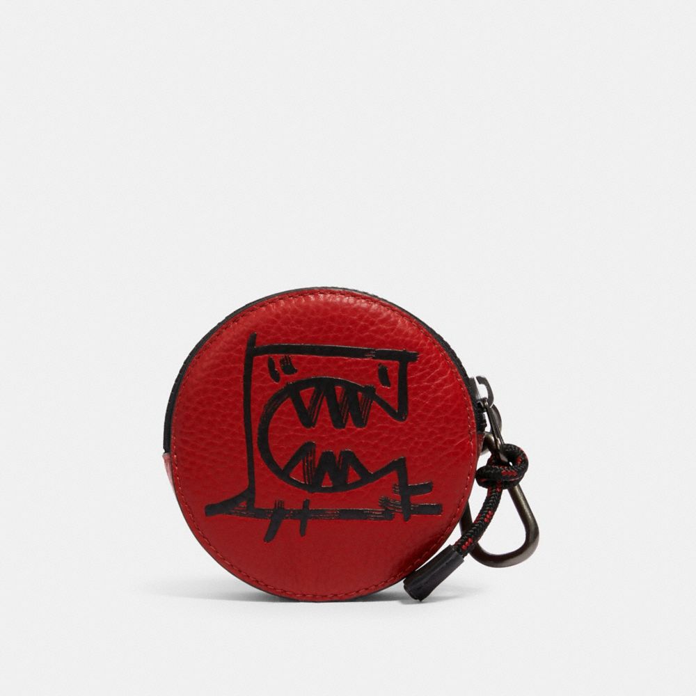 COACH ROUND HYBRID POUCH WITH REXY BY GUANG YU - QB/CRIMSON BLACK - 1197